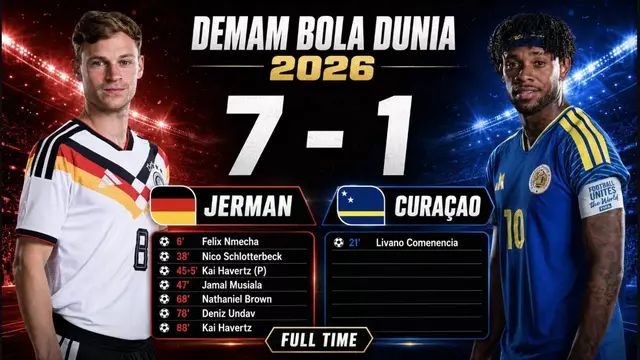 Pesta Gol Der Panzer: Jerman Hajar Curacao Tujuh – satu
